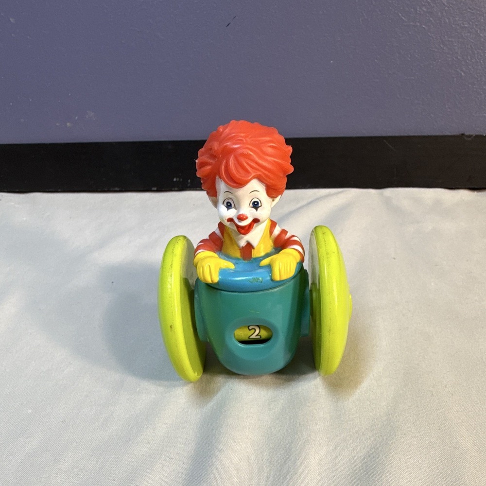 McDonald's Ronald McDonald Toy Figure 2006 w/ Wheels Blue Green Red Yellow - Picture 2 of 8
